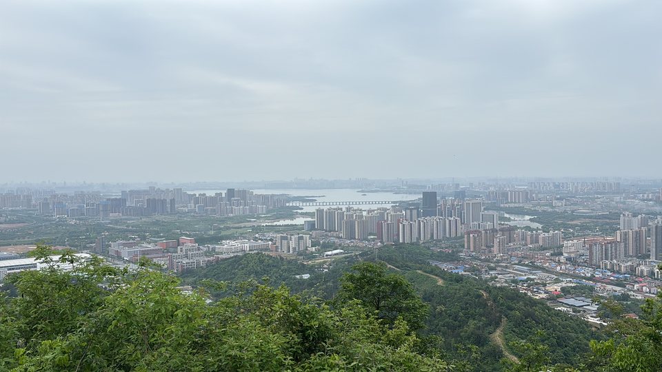 从江夏八分山俯瞰城区与湖面