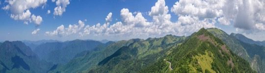 神农架群山横幅,云海+绿野,夏季团建徒步场景